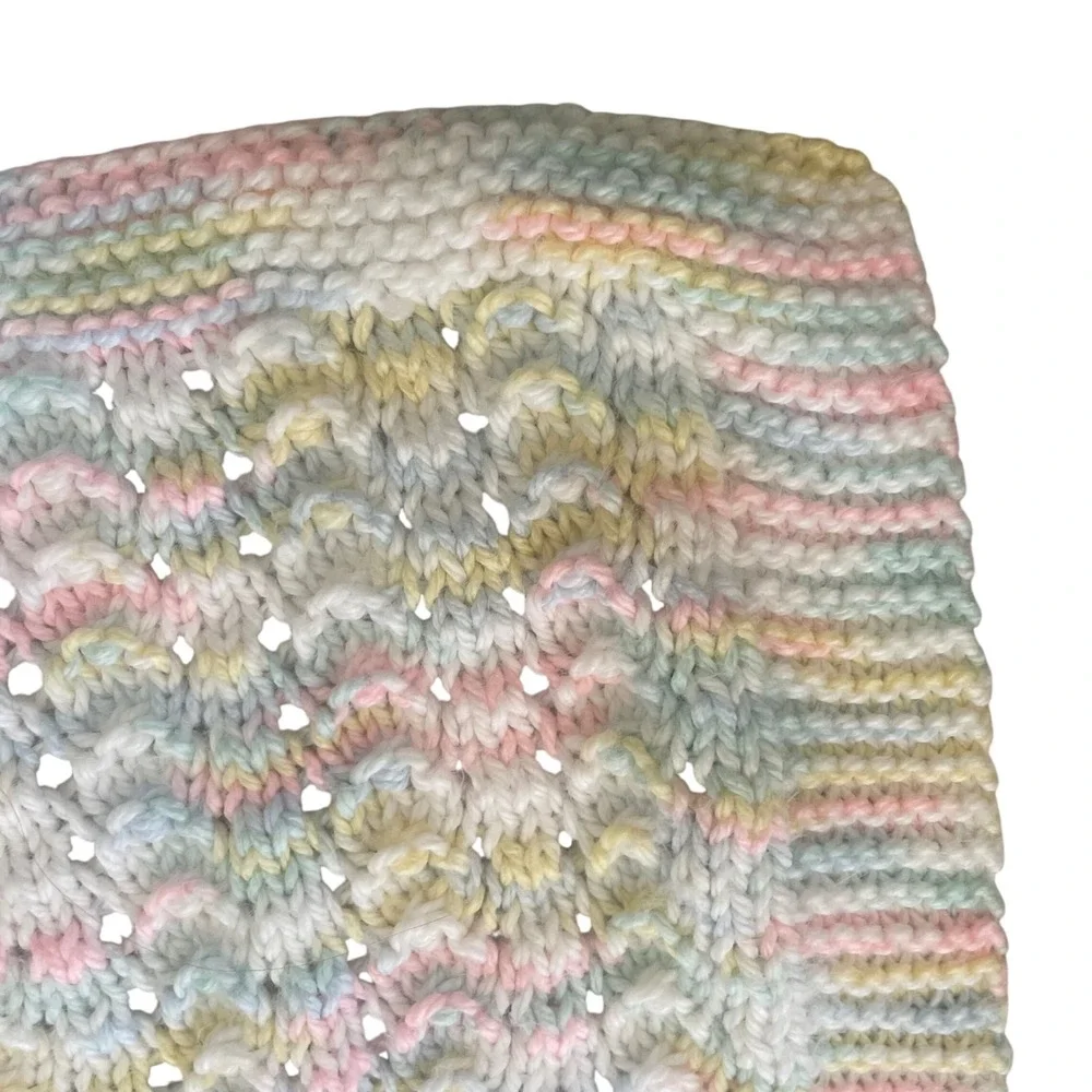 Handmade Crochet Baby Blanket‎ Afghan Soft Pastel Colors 42x42 Swaddle Lap Throw
